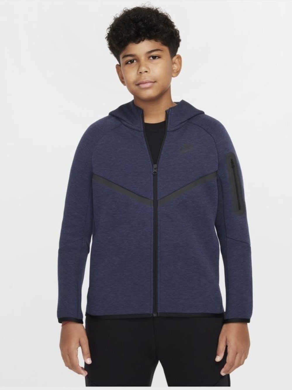 Nike Tech Fleece Full Zip Hoodie Sweatshirt Jacket Boys L Blue Athletic Casual